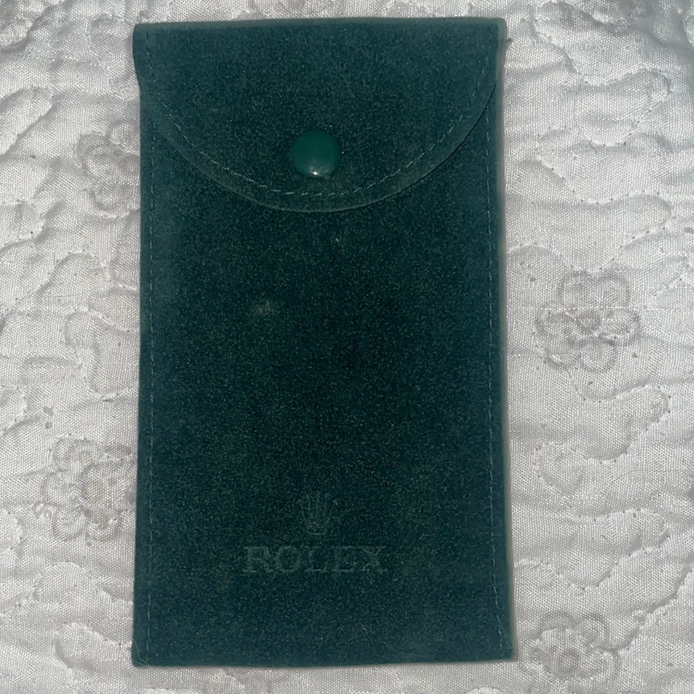 Rolex leather jewelry travel pouch in color green